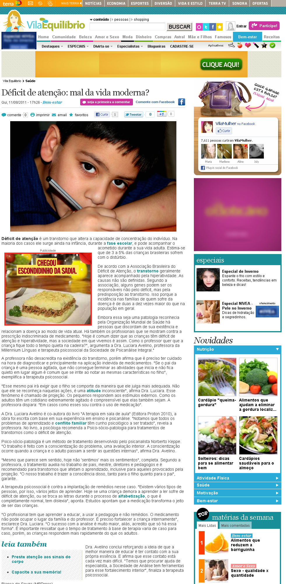 imagem do site, sobre a entrevista com Luciara Avelino